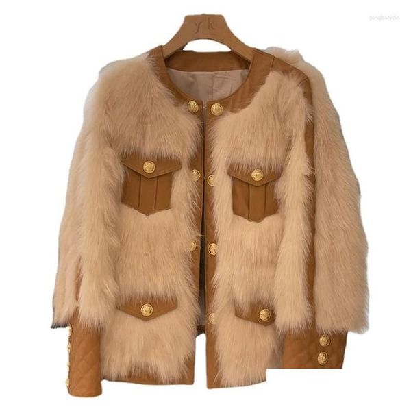 Women's Fur Faux Fur Womens Fur Design Premium Plush Jacket Sweater 2023 Outono e Inverno Moda Casaco Fino Vestuário Feminino Clothin Otcmv