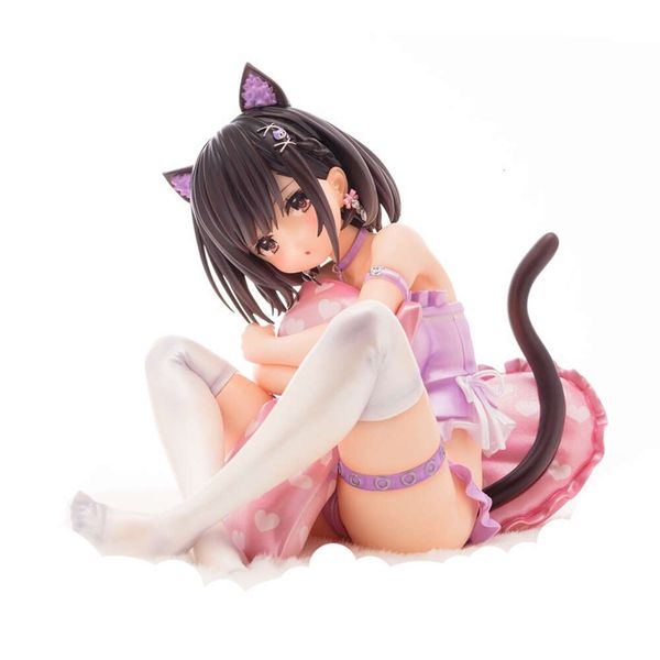 Maskottchen Kostüme 14 cm Anime Figur Ayaka Sauce Sexy Pamas Katze Ohr Schwanz Kniend Modell Puppen Spielzeug Geschenk Sammeln Boxed Ornament PVC Material