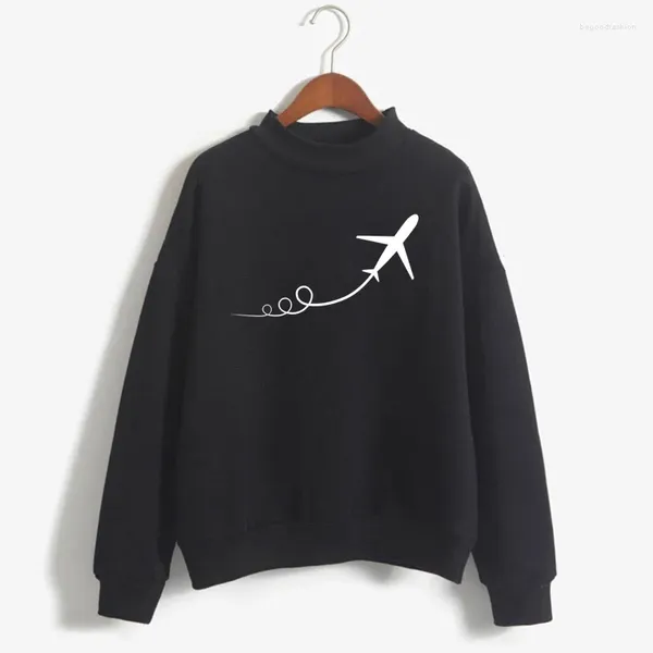 Felpe con cappuccio da donna AEROPLANO DECOLLO Lettera Stampa Felpa con o-collo da donna Casual divertente per Lady Girl Top Hipster Drop Ship