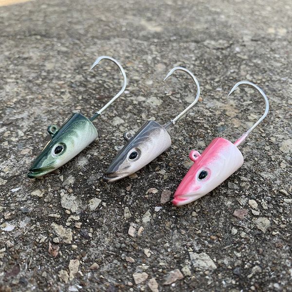 Ganchos de pesca HAIMALUO Jig Head Hook Part Happy Soft Fishing Lure Artificial Saltwater Sea BassFishing Bait Swimbait Tackle Fish Head Parte 231013