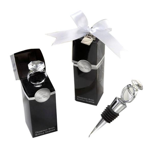 Strumenti da bar Anello di diamanti in cristallo Tappi per vino Utensili da cucina per la casa Tappo per bottiglia di champagne Regalo per ospiti di nozze Confezione regalo Confezione Drop Dhmf7