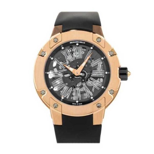 Designer Richarmill Relógio Automático Mecânico Tourbillon Relógios de Pulso Relógios Suíços 033 Automático 45mm Rose Gold Mens Strap Watch Rm033 Um Rg WN-CT8O