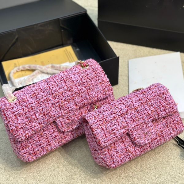 moda Tweed bolsa designer crossbody saco cadeia sacos de ombro mulheres cc mini flap saco rosa bolsa de compras carteira telefone titular canal bolsa de luxo