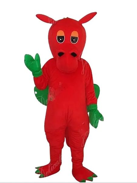 Costumi professionali della mascotte del drago rosso del fumetto Vestito da festa di Natale in fantasia Vestito da personaggio dei cartoni animati Vestito per adulti Abbigliamento a tema pubblicitario di Carnevale di Pasqua