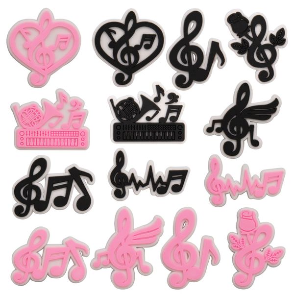 Großhandel 100 Stück PVC Musik Notation Garten Schuhschnalle Dekorationen Charms Knopf Clog Rucksack Loch Slipper Kinder Party Weihnachtsgeschenke