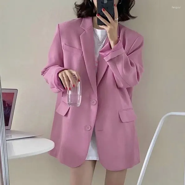 Damenanzüge, Übergröße, S-3XL, Damen-Blazer, Jacke, Übergröße, locker, Frühling und Herbst, modisch, lässig, elegant, Schwarz, Weiß, Beige, Rosa, Khaki