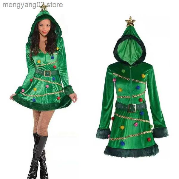 Tema Traje Adulto Mulheres Natal Papai Noel Cosplay Carnaval Roupas Festa Saia Uniforme Cobrindo Nádegas Pompon Natal Sexy Bunny T231013