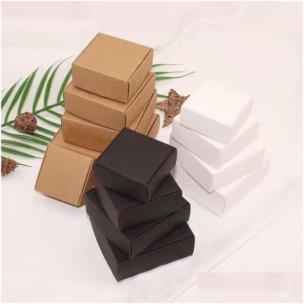 Presente Envoltório Presente Envoltório 10 Pcs Venda Diy Kraft Caixas Branco / Marrom / Preto Papel Pequena Caixa de Sabão Cartão Mini Jóias Embalagem Caixa Home Garde Dhqoj