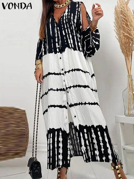 Casual Kleider Sexy Lose Party Hemd Kleid Vonda Frauen Maxi 2023 Tiefem V-ausschnitt Off Schulter Gedruckt Sommerkleid Böhmischen Vestidos baggy