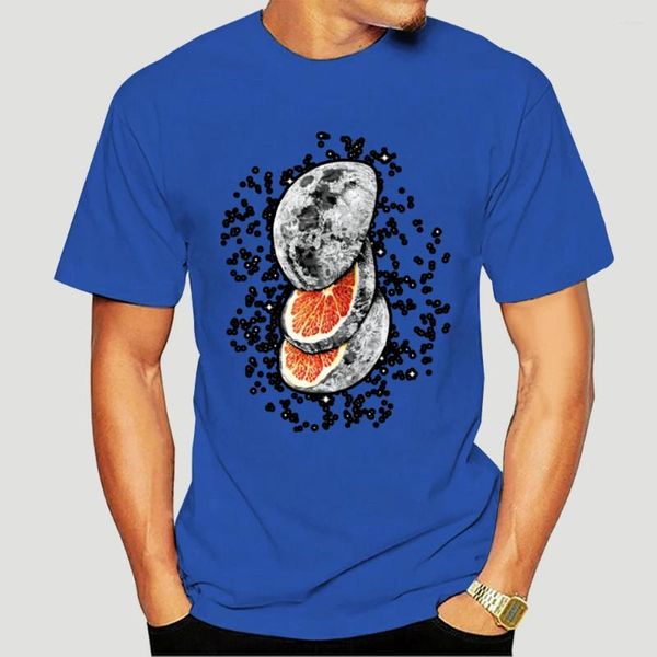 Homens Camisetas R Fruit Shirt Whimsical Men Roupas 3D Moon Impresso Tops Limão Toranja Tees Algodão Camiseta Preta 8691A