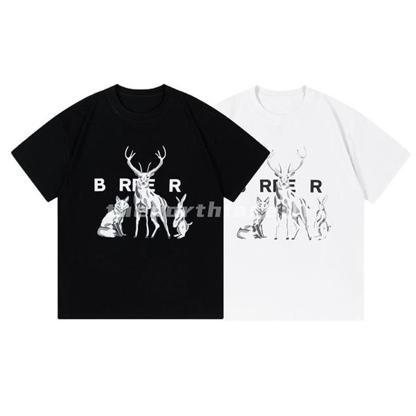 Marca de moda de luxo dos homens t camisa animal story carta impressão em torno do pescoço manga curta verão solto camiseta topo preto branco2926