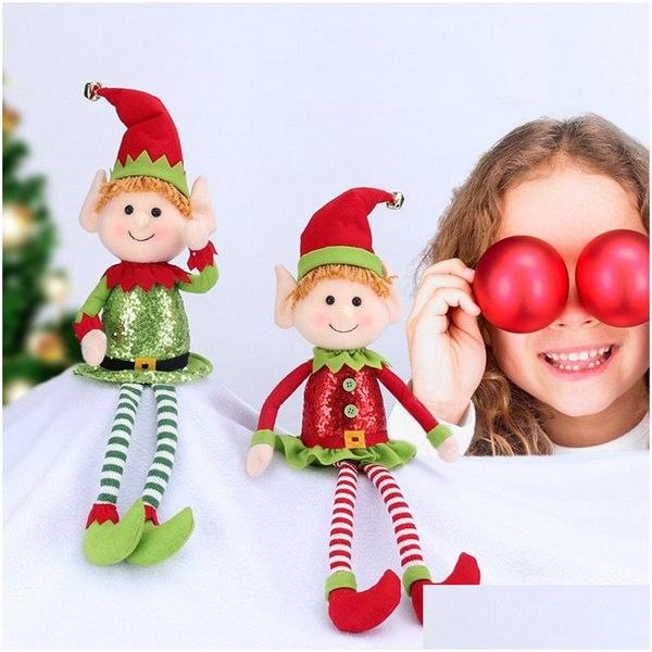 Weihnachtsdekorationen Weihnachtselfenpuppe 65 cm Bein Weihnachtsbaum Fenster Büro Heimdekoration Baby Jungen Mädchen Spielzeug Hausgarten Festlich Par Dhnyr