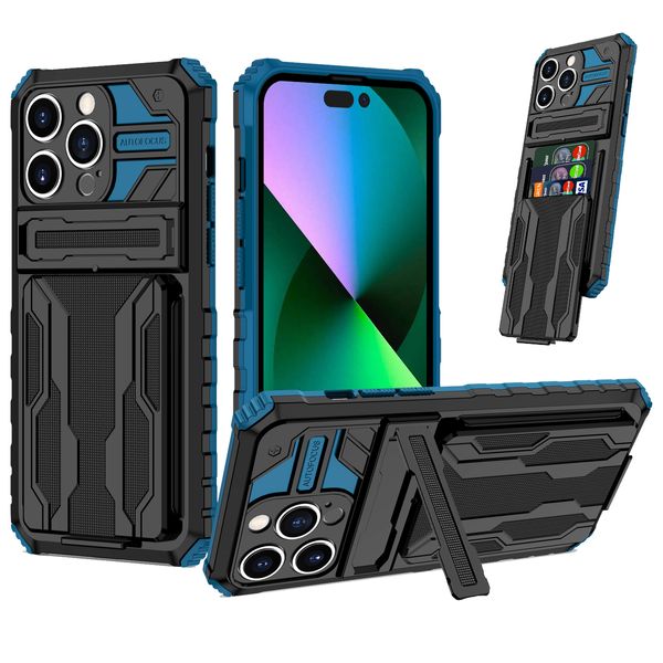 Stoßfeste, abnehmbare Kartenhalter-Geldbörsenhülle für iPhone 15 Pro Max 14 13 12 11 XS XR X 8 7 Plus Hybrid Heavy Duty Kickstand Phone Cover Funda