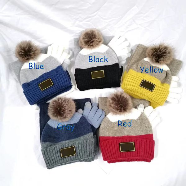 Luvas de cachecol de designer de 3 peças e bonés de design de chapéu xale chapéus de designer lenços de lã gorro envoltório cachecóis quente gorro de designer ótimo presente de Natal