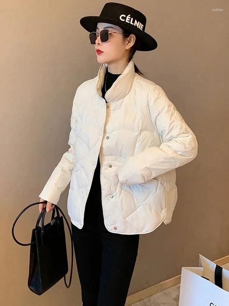 Trench da donna Cappotto da donna Colletto alla coreana Piumino Autunno Inverno Giacca da anatra bianca ultraleggera Parka antivento Capispalla femminile