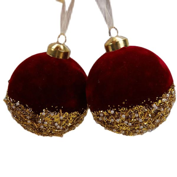 Decorações de Natal Luxo Reunindo 4pcs Bola de Vidro Vermelho Enfeites de Natal Ano Venda Decoração de Árvore de Natal Adornos Navidad enfeites de 231012