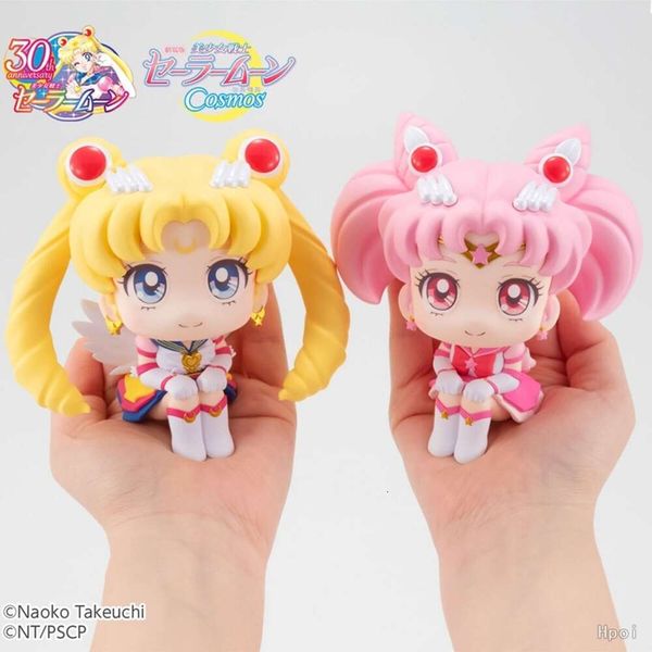 Mascotte Kostuums 10 cm anime Sailor Moon Tsukino Usagi Sailor Mini Moon Figuur Kawaii Q -versie Opzoek actie Figuur verzamelmodel Speelgoed Geschenken