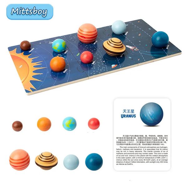 Altri giocattoli Montessori per bambini in legno per l'educazione precoce 3D Otto pianeti Puzzle Toy Universo Cognizione Sistema solare Pianeta Matching Board 231013