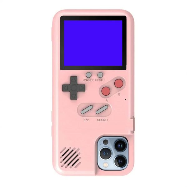 Capa de telefone para console de jogos com tela colorida pode armazenar 36 jogos clássicos portáteis portáteis para iphone 15 Pro Max 14 13 12 11 X XR 8 Capa à prova de choque