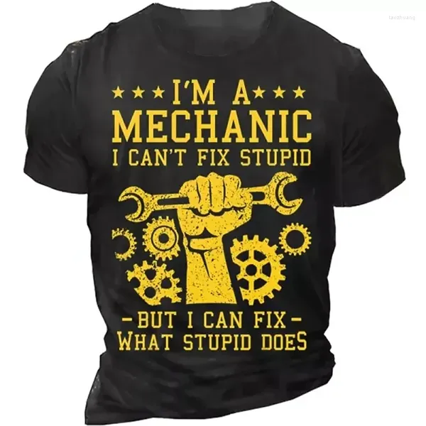 T-shirts pour hommes 3D imprimés d'été pièces modèle outils d'équipage t-shirt mécanique salopette travail en plein air décontracté lâche vintage t-shirts 2023