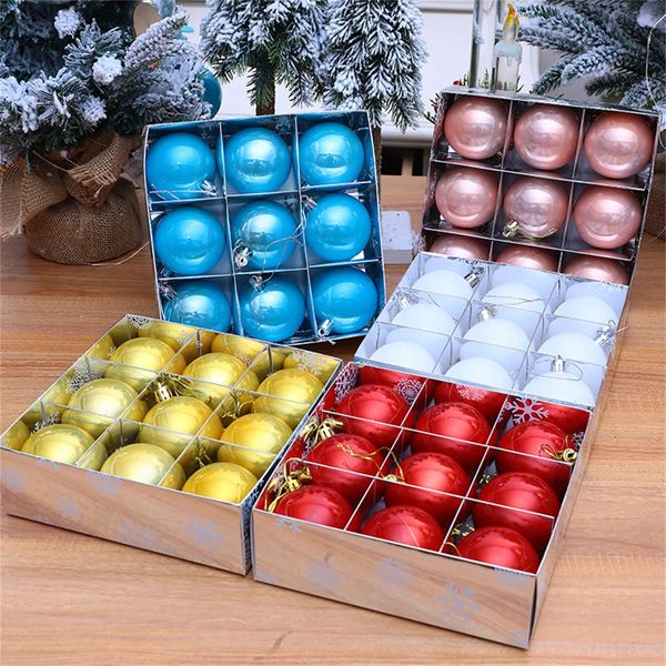 Decorazioni natalizie 9 pezzi / scatola 6CM Ciondolo con sfera di perle di Natale Natale 2024 Navidad per la casa Decorazione natalizia Albero di Natale Ciondolo appeso 231012