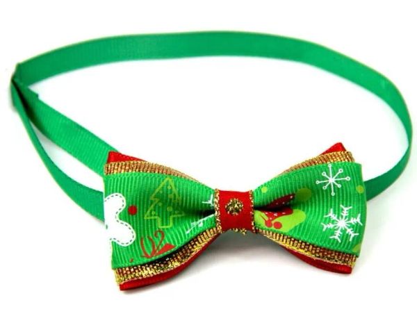 Commercio all'ingrosso cucciolo di animale domestico gatto cane albero di Natale fiocchi di neve farfallino collana collare cravatta bowknot governare per la decorazione del fornitore di animali domestici Costume