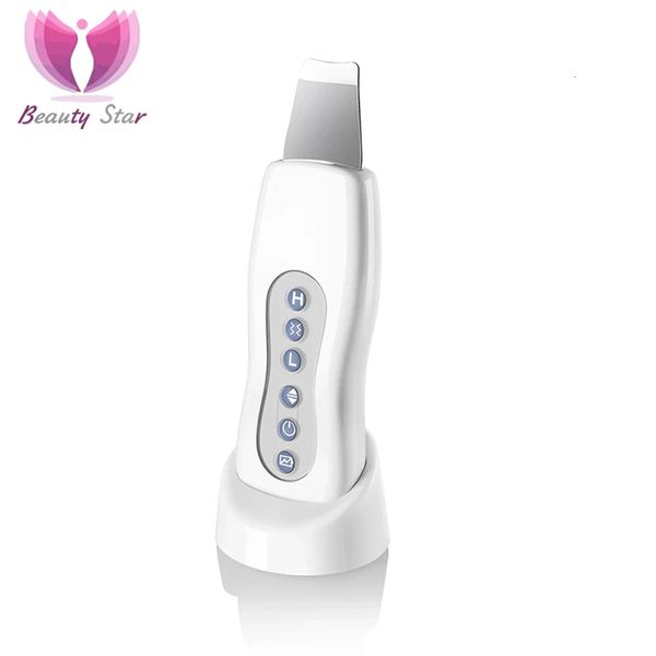 Dispositivos de cuidados faciais Beauty Star Ultrasonic Face Cleaner Skin Scrubber Ultrasound Vibration Massager Ultrasound Peeling Clean Tone Lift Scrubber 231012