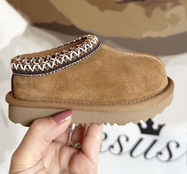 Kinder Kleinkind Tasman II Hausschuhe Tazz Babyschuhe Kastanienfell Slides Schaffell Shearling Classic Ultra Mini Boot Winter Senfkörner Pantoletten Slip-on Wolle Little Big341