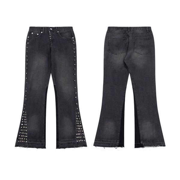 23 SS Streetwear Tasarımcı Erkek Kot Galerileri Pantolonlar Moda Erkek Tasarımcı Birleştirme Kot Pantolon Yırtıcı Kot Pantolon Lüks Hip Hop Sıkıntılı Erkek Boyu S-XL