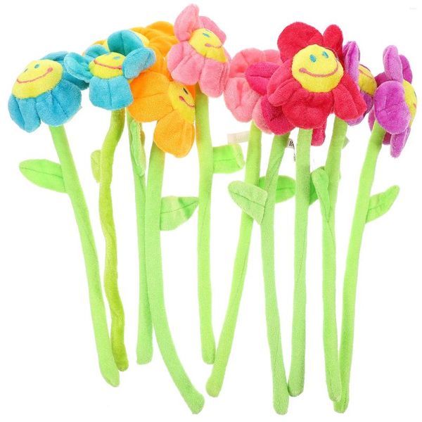 Декоративные цветы, 10 шт., плюшевые гибкие пряжки для штор с подсолнухом, мягкие галстуки, искусственные девушки для мужчин