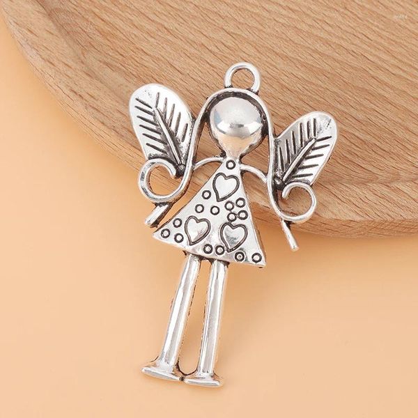 Colares de pingente 10 pçs / lote tibetano prata grande menina guardião anjo encantos pingentes para diy colar jóias fazendo encontrar acessórios