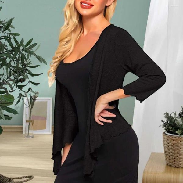 Lenços mulheres xale shirring borda protetor solar anti-uv cardigan feminino macio respirável lace up casaco com elástico