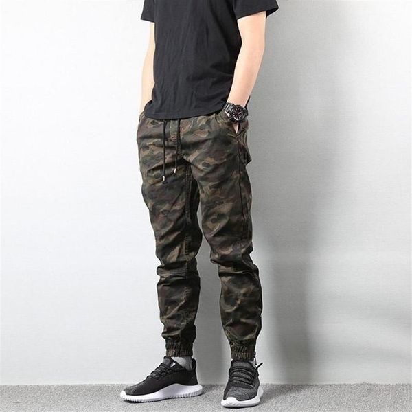 Outono Moda Masculina Jogger Camo Calças Camuflagem Carga Homens Exército Homme Hip Hop EUA Tamanho S-XL1 Men's327s