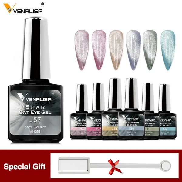 Nail Polish 7pcskit Venalisa Sparkle Cat Eye Effect Jelly Color Gel Set Magic Super Bright Soak Off UV LED Lacquer 231012