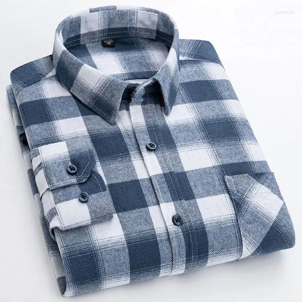 Camisas casuais masculinas plus size 5xl 6xl algodão flanela xadrez manga longa moda verificada social camisa macia para homens luxo outono