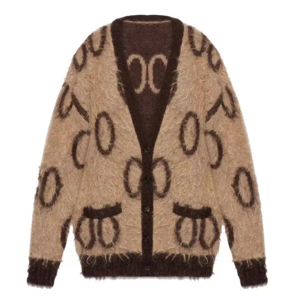 Cardigan maglione double face in mohair stampato nuovo classico Sueteres Abbigliamento invernale Donna Pull Femme