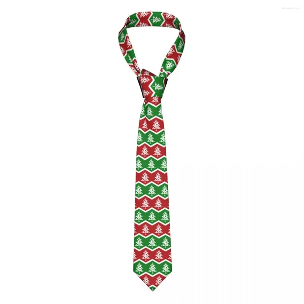 Papillon Cravatte per albero di Natale senza cuciture Uomo Donna Poliestere di seta 8 cm Cravatta classica rossa con fiocco di neve per l'uso quotidiano
