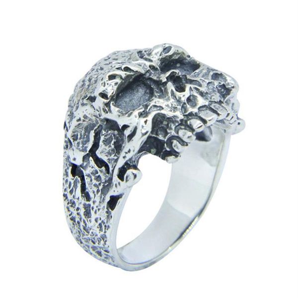 925 Sterling Silber Biker Totenkopf Ring Modeschmuck Größe 7–15 Herren Jungen Dämonenschädel Cooler Ring272q