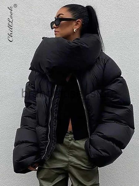 Damen Daunenparkas Ausverkauf Winter Schalkragen Kurze Jacken Frauen Lose Blase Baumwolle Streetwear Mäntel Weiblich Reißverschluss Outwear Casual Top J231013