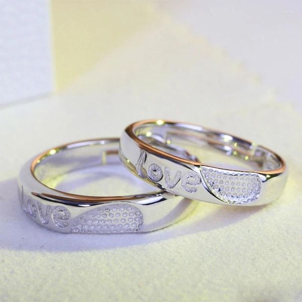 Anéis de cluster 20cf casal em forma de coração combinando para mulheres homens abertos ajustável amizade empilhável conjuntos de jóias simples