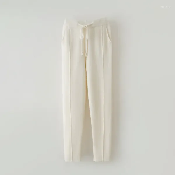 Calças femininas 2023 outono inverno calças macias e confortáveis luz cashmere malha feminina elast fábrica folga