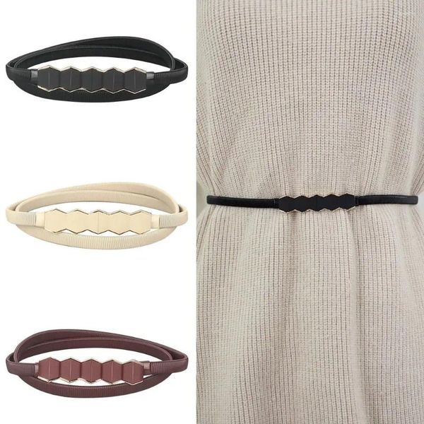 Gürtel Elegante Damen Stretch Dünne Dünne Bund Bauch Taille Band Geometrische Metall Elastische Gürtel Kleid Cummerbands