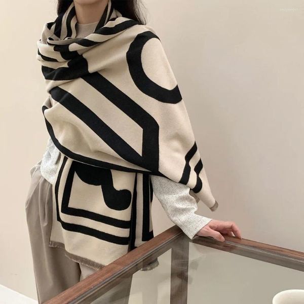 Lenços Designer Cachecol Versão Coreana de Imitado Cashmere Xaile Outono e Inverno Quente Senso Sênior Gravatas para Mulheres