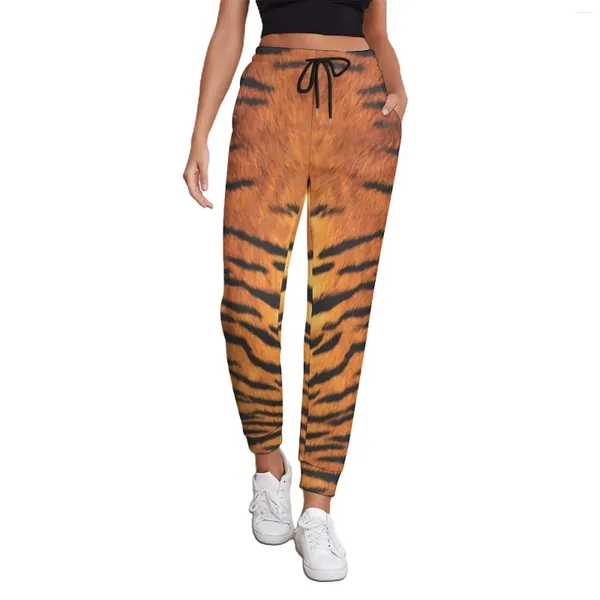 Calças femininas Tigre Pele Impressão Baggy Primavera Animal Home Corredores Mulher Y2K Calças Personalizadas Tamanho Grande 3XL