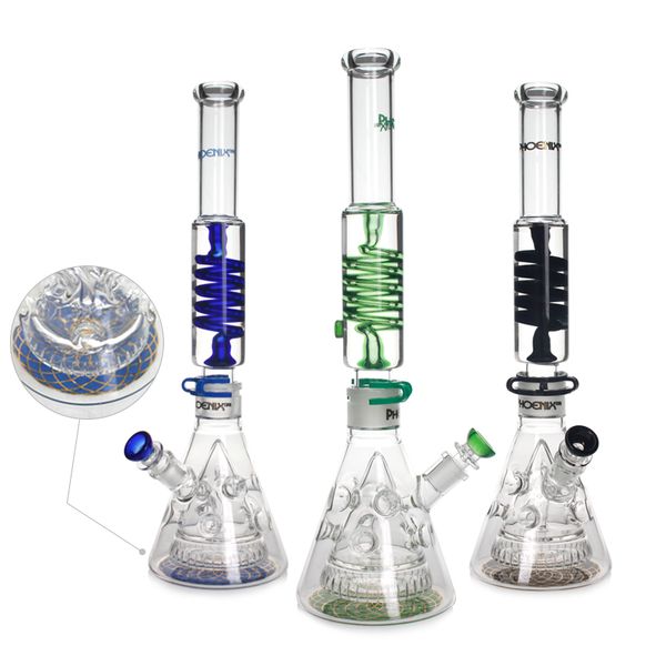 Phoenixstar 18 Zoll Doppelbecher Bong Big Freezable Glycerin Spule Bong Buntes Glas Bong Kondensator Wasserglaswasserleitung