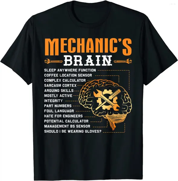 Herren-T-Shirts, lustige Mechaniker-Geschenke – Mechaniker-Gehirn-T-Shirt, spezielle Baumwolle, männlich, lässig