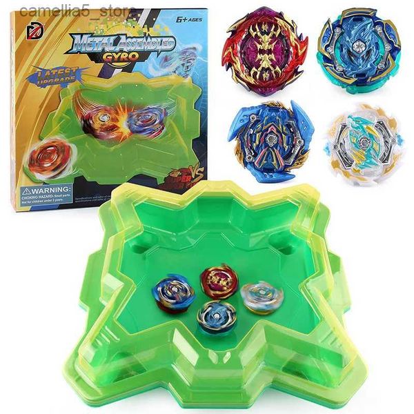 Spinning Top Beyblades Burst Crianças Brinquedos Estádio Metal Fusion Acessórios Conjunto com 4 Giroscópios e Disco de Batalha Brinquedos de Presente para Crianças Q231013