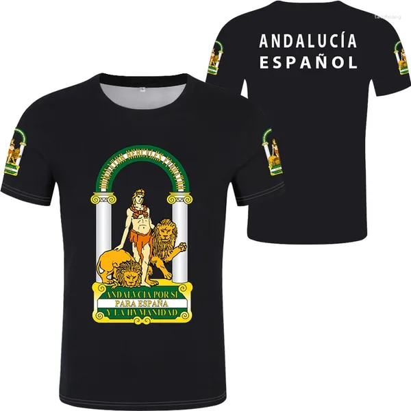 Homens camisetas Andaluzia bandeira 3d impressão oversized camisa mulheres homens verão moda o-pescoço manga curta engraçado tshirt gráfico tees streetwear