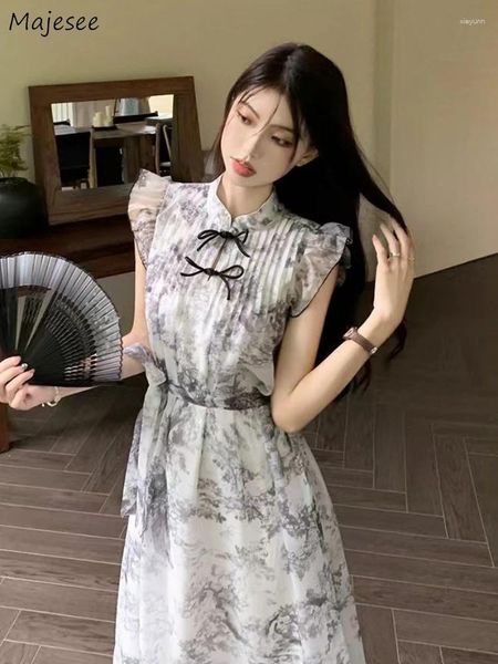 Casual Kleider Kleid Frauen Sanftes Temperament Chinesischen Stil Tie Dye Entworfen Fliegende Ärmel Zarte Rüschen Süße Sommer Fairycore Vestidos