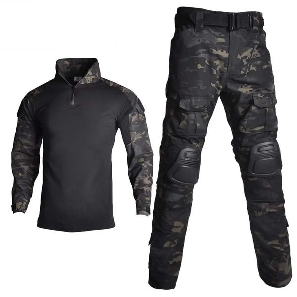 Yoga Outfit Militar Multicam Tute mimetiche Abbigliamento da caccia Uomo Esercito Uniforme militare Tuta tattica Camicia da combattimento Pantaloni cargo Ginocchiere 231012